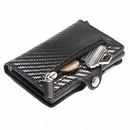 carb Fibre Rfid Blocking Protecti Men id Credit Card Holder Wallet Leather Metal Busin Bank CreditCard Cardholder Case c9UQ#