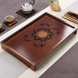 Tea Trays Rectangle Wooden Table Solid Wood Serving Ceremony Tray Desk Chinese Set Accessories