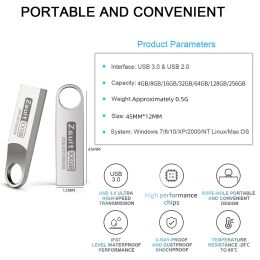 10PCS/Wholesale USB Stick Mini Pen Drive 4GB 3.0 USB Flash Drive Pendrive Memory Stick 32GB 64GB Waterproof Metal Key Free Logo