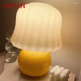 Table Lamps SAMAN Nordic Creative Lamp Modern LED Yellow Mushroom Desk Light Bedside Decorative For Home