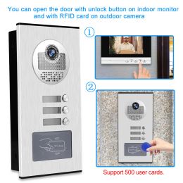 Video Door Phone Doorbell Camera Outdoor Unit RFID Keyfobs Unlock for Low-rise Building Multi 2/ 3/ 4/ 6/ 8 Apartments Intercom