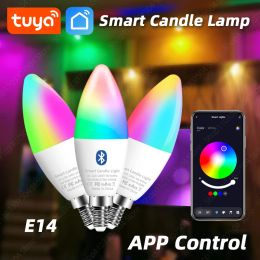 Tuya E14 Bluetooth Candle Lamps APP Control Smart WIFI Bulb RGB 220V LED Light Dimmable Smart Life Room Home Group Crystal Lamps