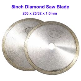 Zaagbladen 8inch 10" Diamond Circular Saw Blade 200x25/32mm Ultrathin Toothless Sheet Agate Jade Gem Glass Cutting Arbour Disc Less Wasting