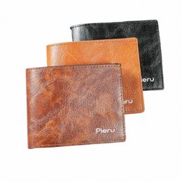 short Wallets for Men's Mey Coin Bag Photo ID/Credit Card Holder Top Quality PU Leather Vintage Fi Busin Slim Purses f7x9#