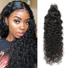 Extensions ShowCoco Tape In Human Hair Extensions Deep Curly Tape Ins Hair Extensions Black Girls Skin Weft Remy Natural Hair Extensions