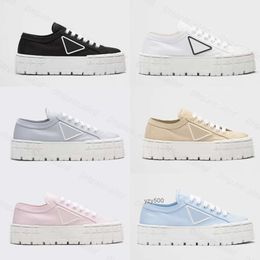 P Double Wheel nylon gabardine sneakers Platform Thick Sole Casual Shoes Designer Luxury Gabardine Classic CanvasSolid Colour Non-slip lace up OTNR