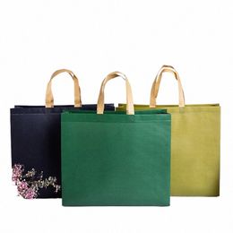 solid Colour N-Woven Fabric Shop Bag Reusable Shop Pouch Travel Storage Handbag Grocery Eco Friendly Bags Multi-Size 65a7#