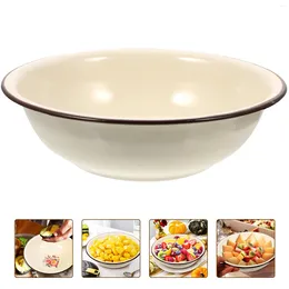 Bowls Enamel Basin Kitchen Storage Retro Wash Appetizer Soup Container Home Old-fashioned