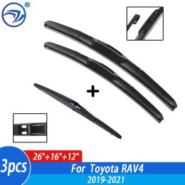 Wiper Front & Rear Wiper Blades Set Kit For Toyota RAV4 XA50 2019 2020 2021 Windshield Windscreen Window 26"+16"+12"