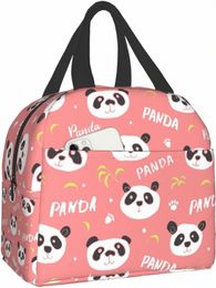 cute Panda Funny Lunch Bag Travel Work Bento Cooler Reusable Tote Picnic Boxes Insulated Ctainer Bags for Women Men Boys Girls a4La#