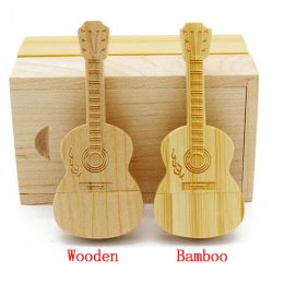 Wooden Guitar + Box USB Flash Drive 32gb High-speed Pen Drive 64gb 16gb USB Stick 4gb 8GB Memory Stick Photography U Disc Gift