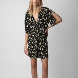Party Dresses 2024 Spring Women Floral Printed Viscose Short Sleeve Dress/ Half Cardigan Blouse/Skirt