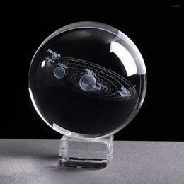 Decorative Figurines 6cm Sphere Gift Miniature Clear With Base Home Craft 3D Desktop Engraved Solar System Crystal Ball Po Props Decoration