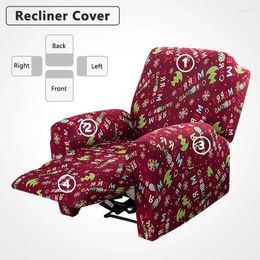 Chair Covers Christmas Recliner Cover With Pocket 4 Pieces High Stretch Couch Slipcover Xmas Printed Furniture Protector For Party