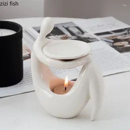 Candle Holders Creative Characters Embrace Ceramic Holder Desktop Decor Essential Oil Stove Household Items