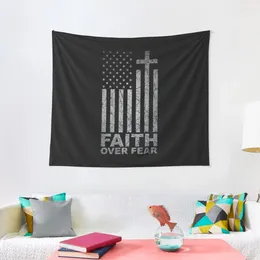 Tapestries Faith Over Fear American Flag Christian Vintage Tapestry Home Decorations Decoration For Bedroom