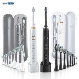 Electric Sonic Toothbrush 8 Brush Heads Smart Ultrasonic Dental Teeth Whitening Rechargeable Adult Tooth Brush Sarmocare S100240325