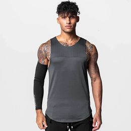 Gym Mens Summer Quick Dry Workout Tank Top Sleeveless Shirt Sportswear Fitness Singlet Undershirt Running Vest Casual Clothing 240328