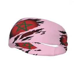 Berets Moroccan Torn Morocco Flag Sports Sweatband For Cycling Quick Drying Headband Women Men