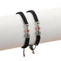 Charm Bracelets 2PCS Couple Luminous Letter Bead For Boyfriend Girlfriend