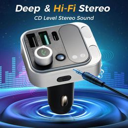 48W Bluetooth Car Adapte Dual Mics HiFi Sound Bluetooth 5.2 FM Transmitter For Car Hands-Freer Receiver PD And QC3.0 Car Charger