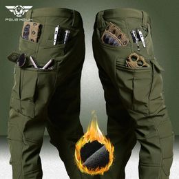 Waterproof Tactical Pants Men Military Shark Skin Soft Shell Fleece Trousers Outdoor Waterproof Army Wear-resistant Cargo Pant 240326