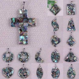 Pendant Necklaces Natural Zealand Abalone Shell Cross Heart Round Teardrop Oval Beads Jewelry 1PCS