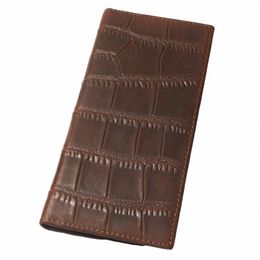 mens Crocodile Pattern Lg Wallet Crazy Horse 100% Genuine Leather Purse Top Grade Soft Branded Coin For Men 755s#