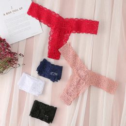 3Pcs S-3XL Plus Size Lace Panties for Women Sexy Transparent Thongs Hollow Out Underwear Comfort Lingerie Female G String Thong
