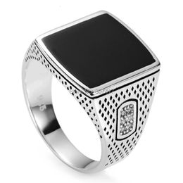 Eulonvan Luxury Big 925 Sterling Silver Jewelry Men Male Rings Black Enamel Vintage Sell Drop S3783 Size 6 13 240322