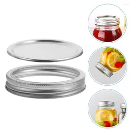 Dinnerware 6 Set Mason Jar Lids Tinplate Canning Jars Covers Slip Sealed Replacements Wide Mouth Leak-proof