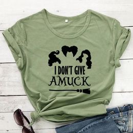 Women's T Shirts I Don't Give Amuck T-shirt Funny Women Halloween Party Gift Tshirt Camiseta Autumn Holiday Graphic Witches Tee Shirt Top