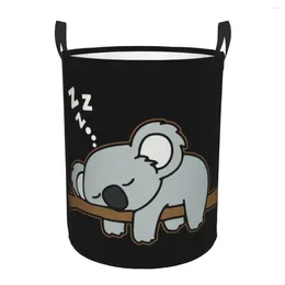 Laundry Bags Cute Lazy Koala Bear Napping Basket Foldable Large Capacity Clothing Storage Bin Zoo Animal Hamper Dirty Clothes