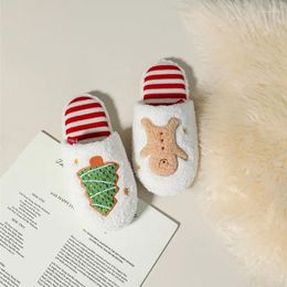 Slippers Women Winter Christmas Plush Warm Funny Cute Home Gingerbreadman Female Indoor Non Slip Cotton Shoes