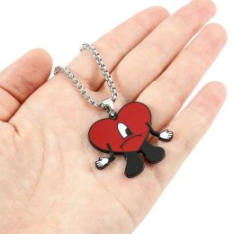 Red Color Rabbit Bad Bunny Pendant Necklace Metal Alloy Popular Hip Hop Singer Fans Gift Collares Jewelry For Women Man
