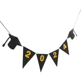 Party Decoration Decorate 2024 Graduation Banner Flag Class Of With Hat Felt Cloth Hanging Decors