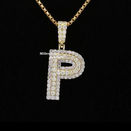 Luxuries Moissanite Diamond Pendant Yellow Gold Plated 925 Sterling Silver Pendant Iced Out Hip Hop Custom Initial Pendant