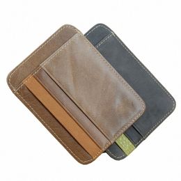 retro Leather Credit Busin Mini Card Wallet Cvenient Man Women Smart Wallet Busin Card Holder C Wallet Card Case D4ls#