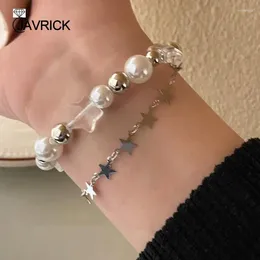 Charm Bracelets Women Vintage Crystal Star Pearl Beaded Bracelet Ins Cold Wind Hip-hop Trend Pentagram Sweet Temperament Jewellery