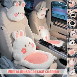 Cushion/Decorative Pillow Plush cartoon panda/rabbit car waist and neck cushion sofa office rest cushion girl lover car cute interior Y240401