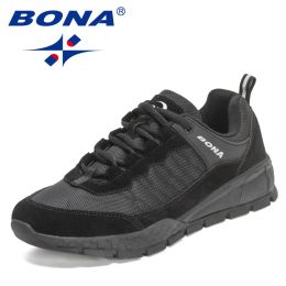 Boots Bona 2022 New Designers Suede Walking Sneakers Men Anti Slip Light Weight Breathable Sport Shoes Man Hiking Shoes Mansculino