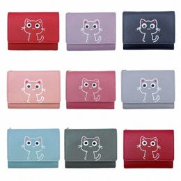 e74b Fiable Female Wallet with Cute Carto Little Cat Pattern Card Holder Coin Purse Great Choice for Gifting x7qy#