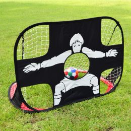 2 In 1 Folding Soccer Goal Portable Training Goal Mini Kids Football Target Net Indoor Outdoor Movable Training Toy Soccer Ball