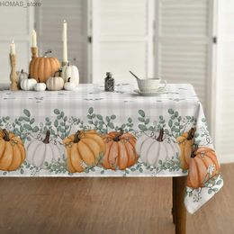 Table Cloth Thanksgiving Autumn Harvest Pumpkin Rectangle Tablecloth Holiday Party Decoration Waterproof Table Covers Kitchen Table Decor Y240401