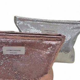 new Shiny Sequins Sier Champagne Clutch Cosmetic Bags Makeup Bag Portable Toiletries Skincare Storage Bag Organizer Pouch B6Ip#