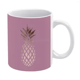 Mugs Elegant Rose Gold Pineapple White Mug Ceramic Tea Cup Birthday Gift Milk Cups And Pattern Pink Pu
