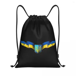 Shopping Bags Flag Of Ukraine Drawstring Backpack Sports Gym Bag For Women Men Ukrainian Coat Arms Training Sackpack