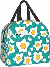 kawaii Fried Egg Lunch Box Reusable Lunch Bag for Travel Picnic Shop Work Food Ctainer for Women Men Adults E4Vu#