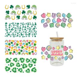 Window Stickers St. Patrick's Day Lucky Charms Can Wrap UV DTF Transfer For 16OZ Libbey Glass Wraps Cup DIY Waterproof Decals D8317