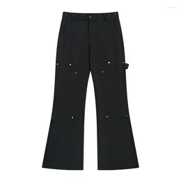 Women's Pants Elastic Waist Designer Rivet Black Flared Trousers For Women Girls 2000s Sweatpant Office Korean Style